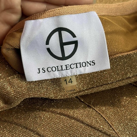 JS Collections Bronze Metallic Sleeveless Bodycon Dress Size 14 Party - Picture 2 of 11